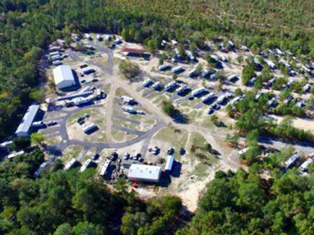 Aerial view of the RV sites at BIG RIG FRIENDLY RV RESORT