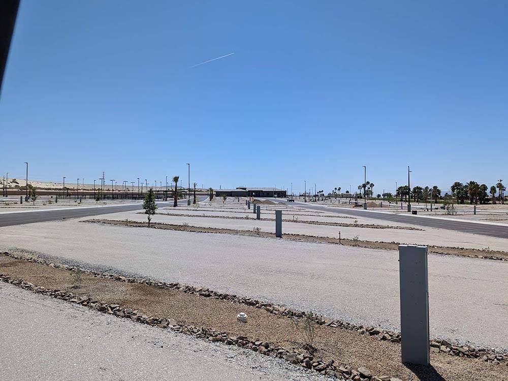 A view of the empty RV sites at COACHELLA LAKES RV RESORT