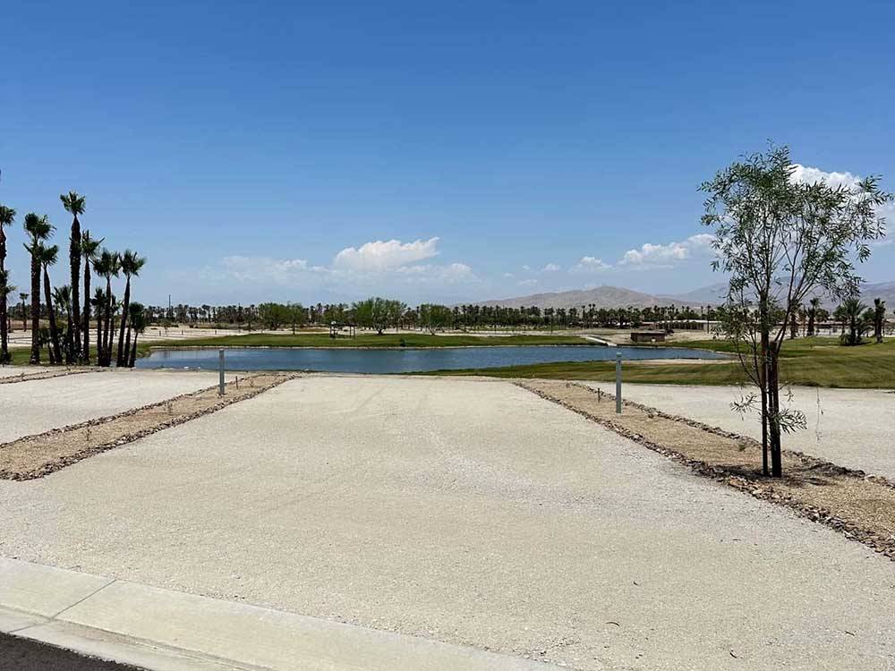 A view of the lakeside sites at COACHELLA LAKES RV RESORT