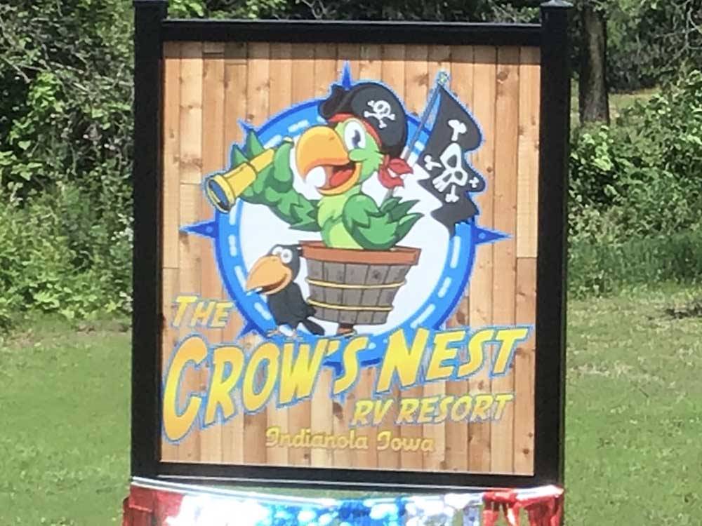 Sign declaring Crows Nest RV Resort at CROWS NEST RV RESORT