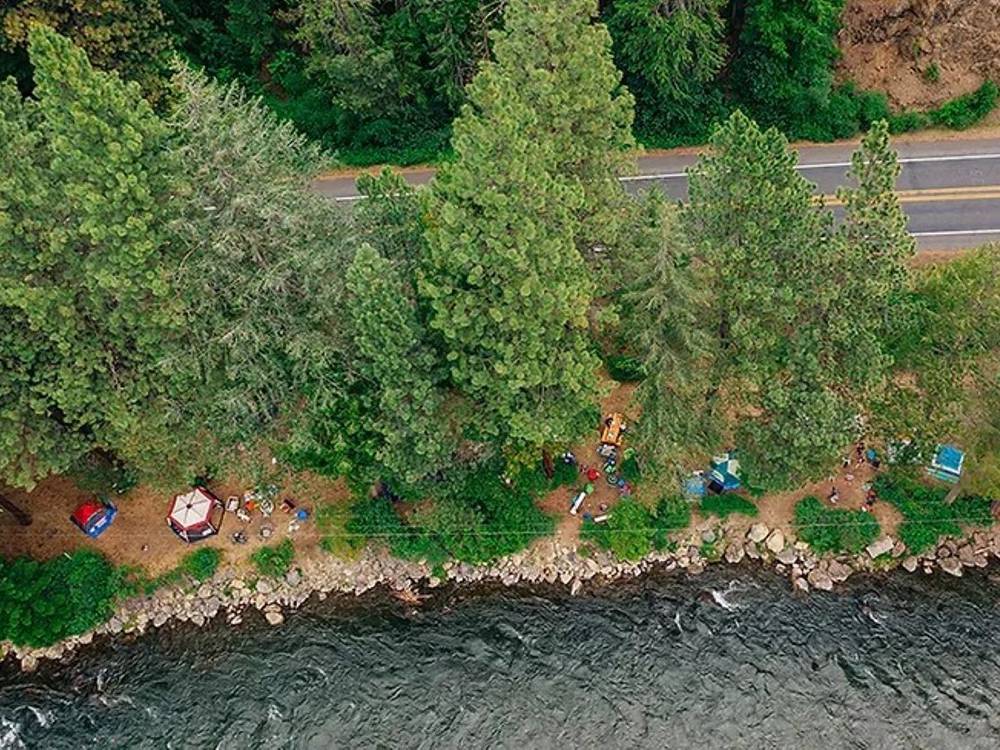 Overhead view of tent sites