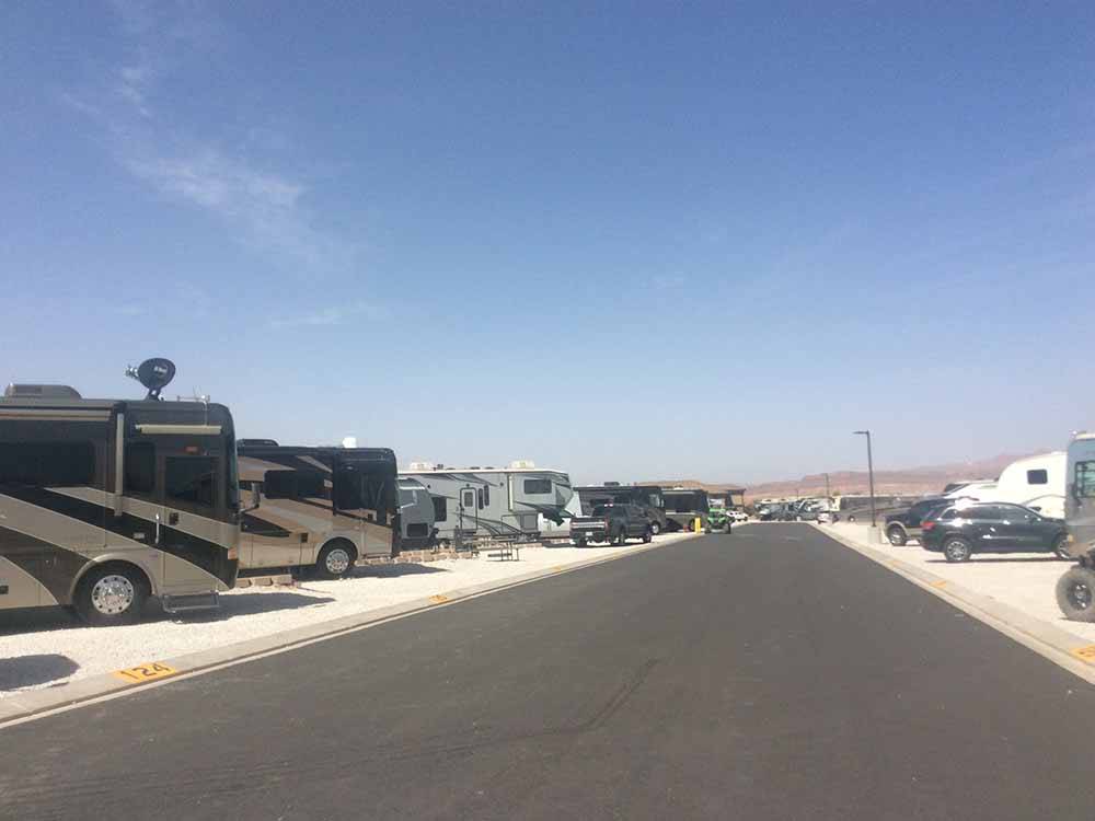 The road between the RV sites at SAND HOLLOW RV RESORT