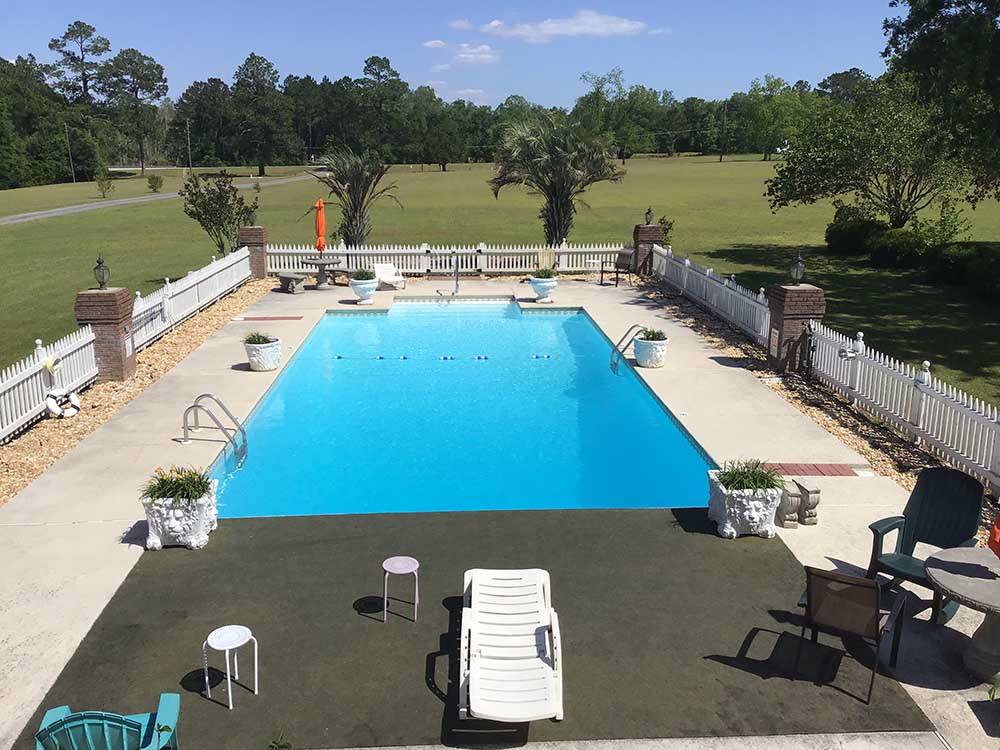 Aerial view of the swimming pool at PEBBLE HILL RV RESORT