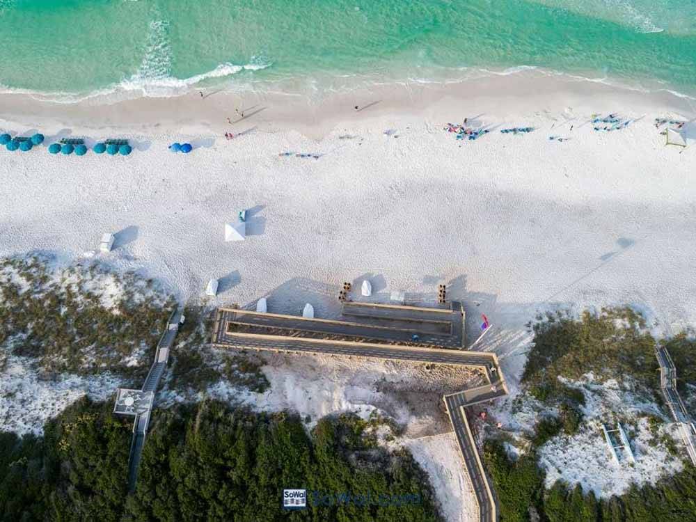 An aerial view of the beach at 30A LUXURY RV RESORT