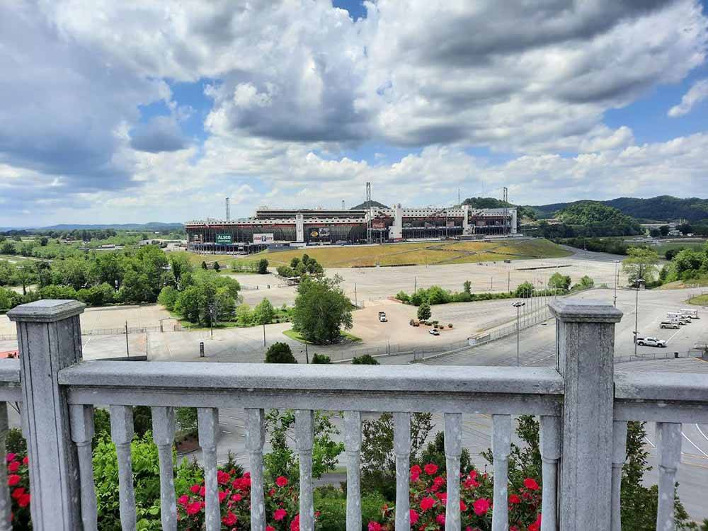 Looking at the racetrack next door at MEDALLION CAMPGROUND - BRISTOL MOTOR SPEEDWAY
