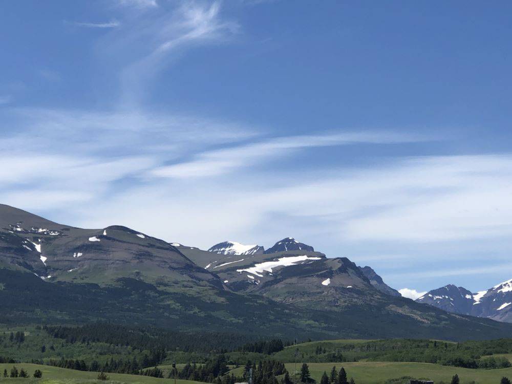 Snow-capped hills at Buffalo Calf Campground