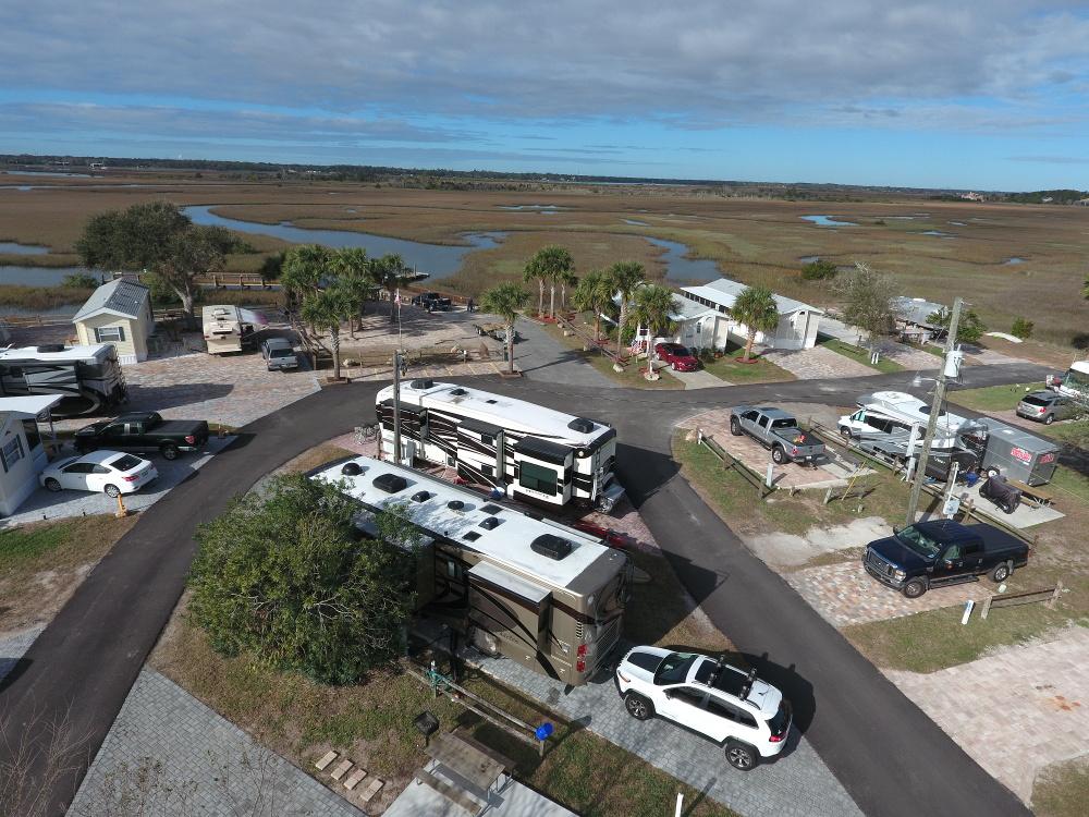 Birds-eye view of campground lots at OCEAN GROVE RV RESORT