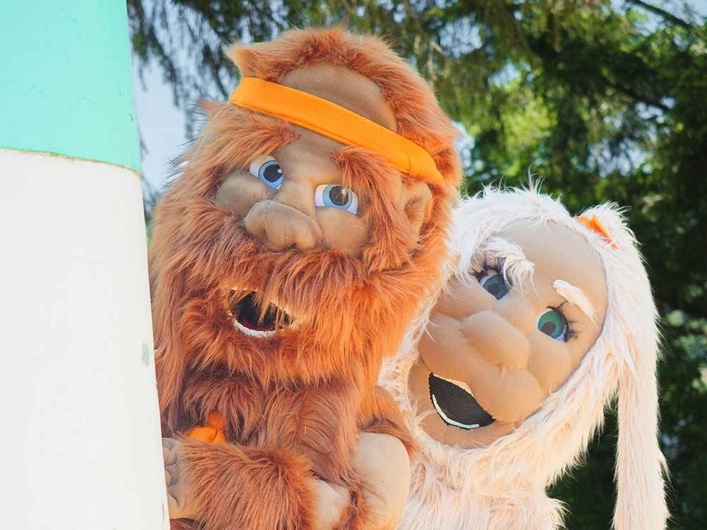 A couple of life-size mascots at MAYFIELD LAKE RV RESORT AND MARINA