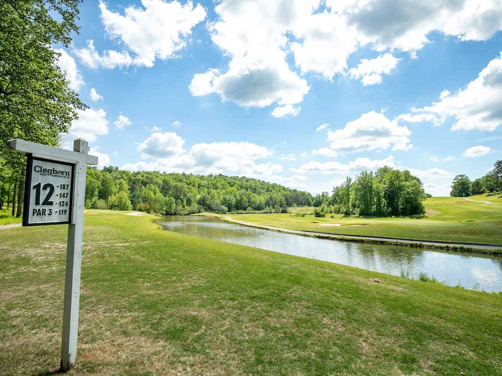 The par 3 Cleghorn Golf Course sign at TRYON INTERNATIONAL RV RESORT