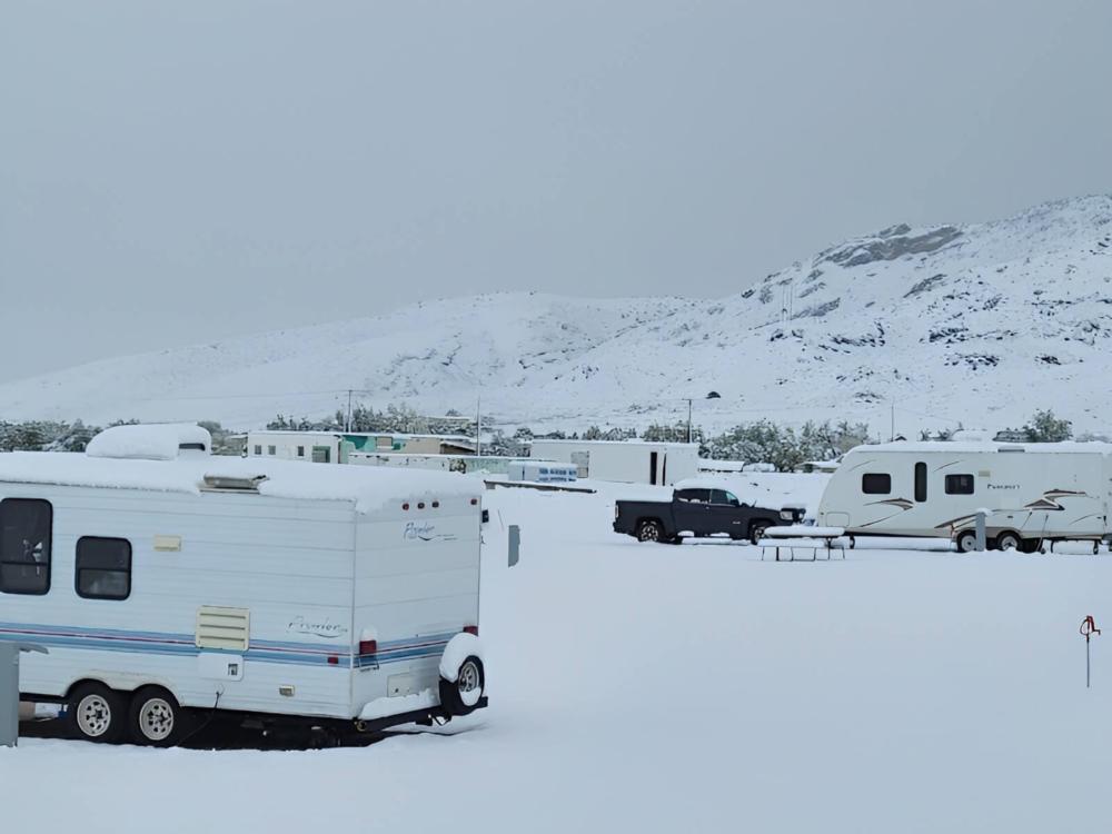 RVs in the snow