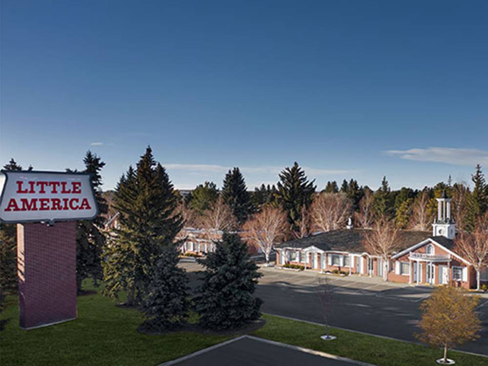 A view of the entrance sign at LITTLE AMERICA RV PARK