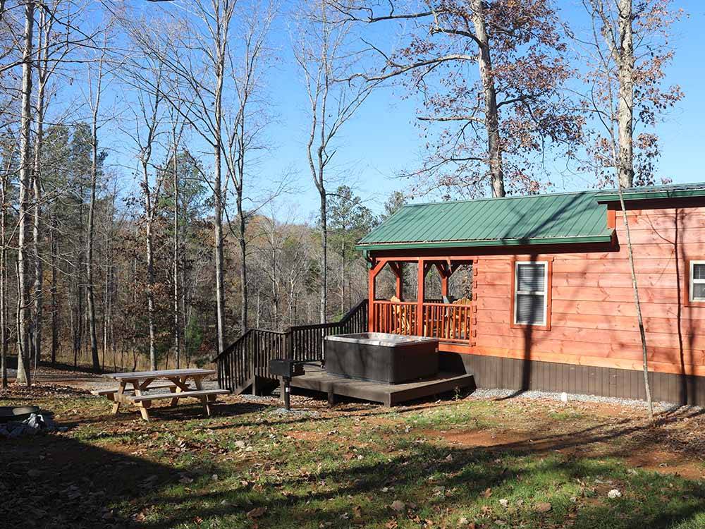 One of the rustic rental cabins at BROAD RIVER CAMPGROUND