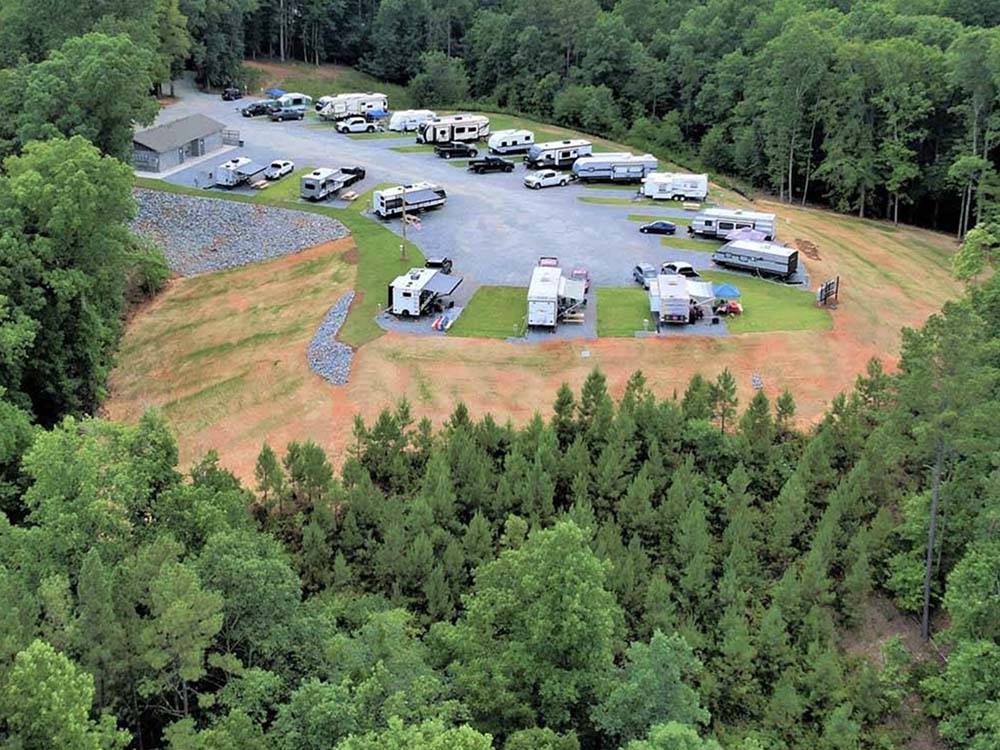 An aerial view of the campsites at BROAD RIVER CAMPGROUND