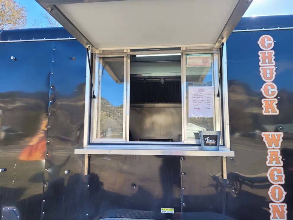 The order window to the Chuck Wagon at OUTPOST MOTEL CABINS AND RV PARK