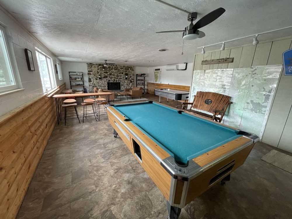 Pool table inside main building at BV OVERLOOK CAMP & LODGING