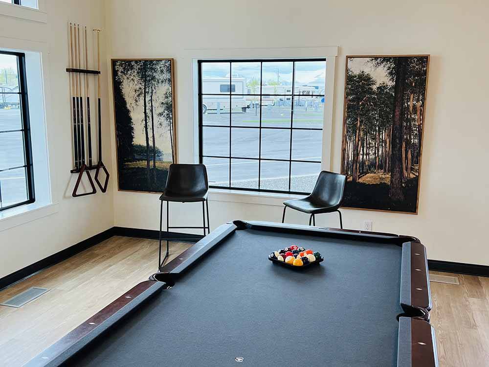 The black pool table at RIVER POINT RV PARK