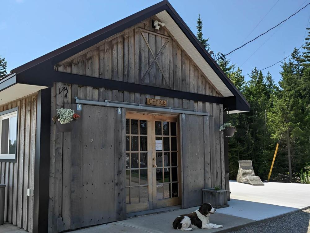 The campground office and a dog