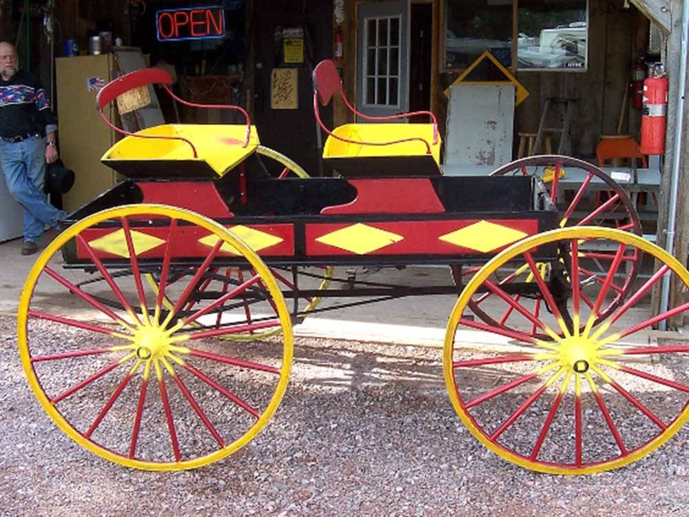The colorful horse drawn buggy at FRENCH CREEK RV PARK AND CAMPGROUND