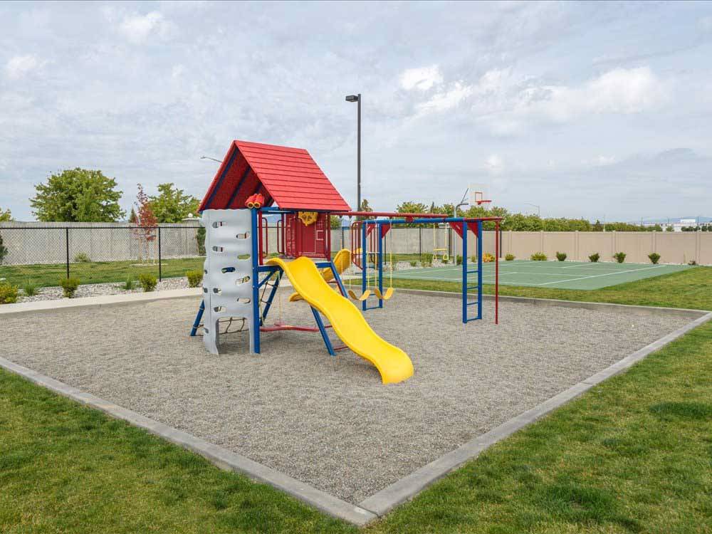 The children's playground at POST FALLS RV CAMPGROUND