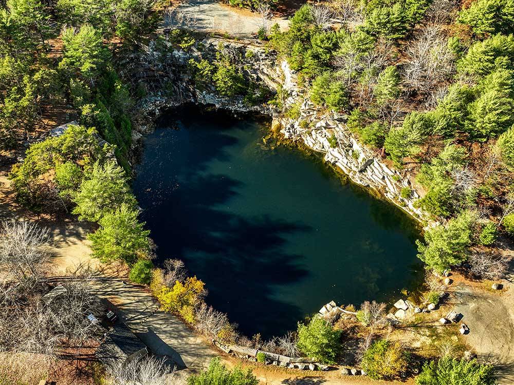 An aerial view of the Quarry at HTR ACADIA