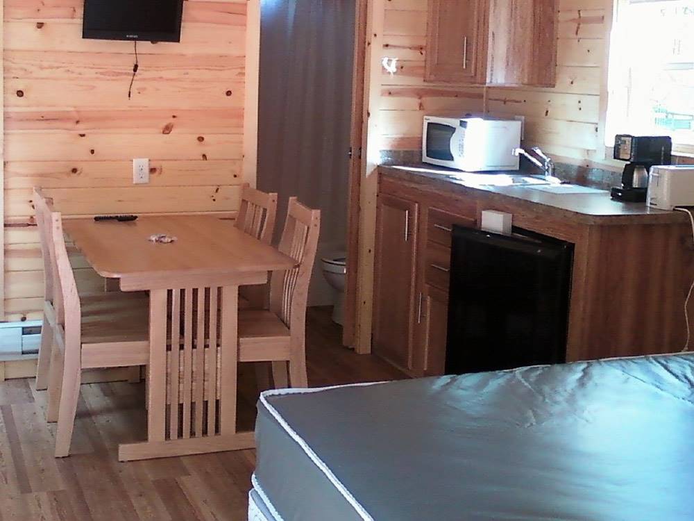 Inside one of the cabins at ELKHART RV RESORT BY RJOURNEY