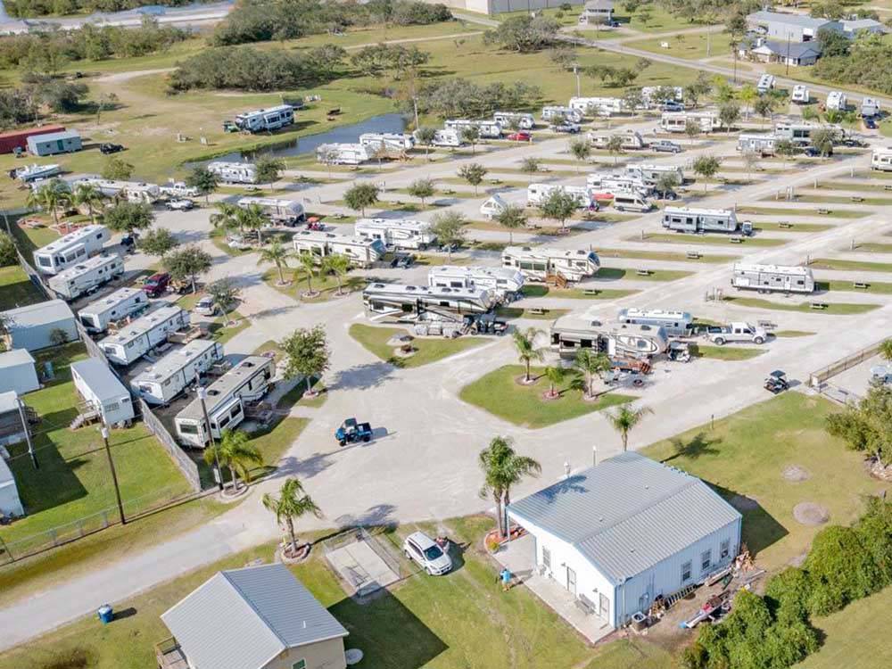 Aerial view of RVs on-site at PORT O'CONNOR RV PARK