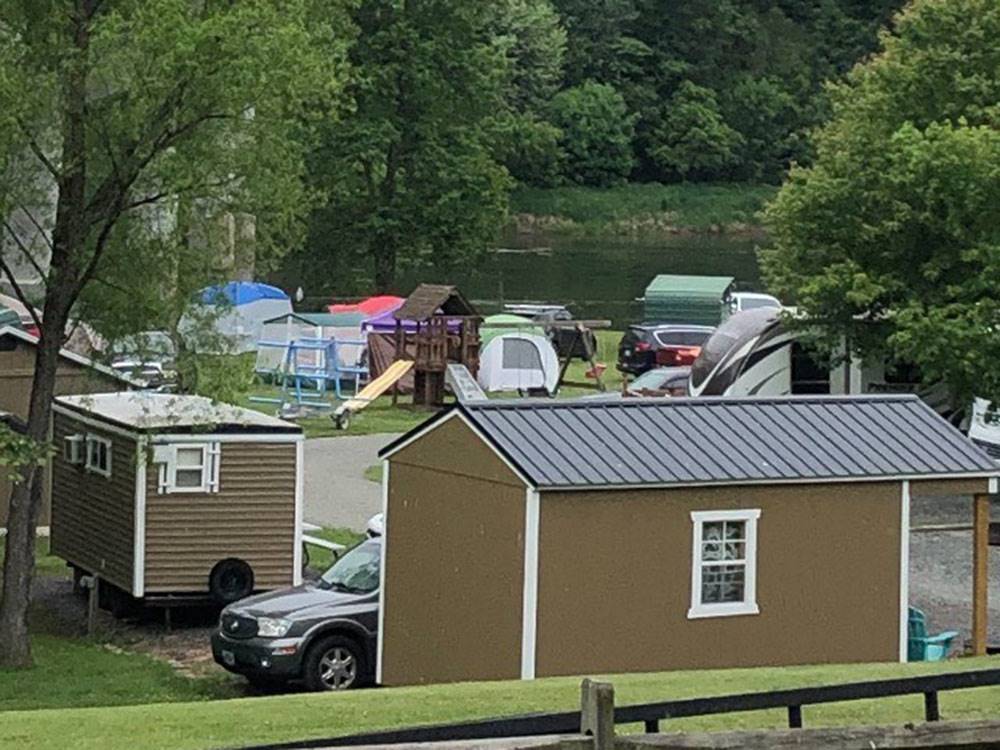 The RV sites by the water at NEW RIVER BRIDGE FAMILY CAMPGROUND