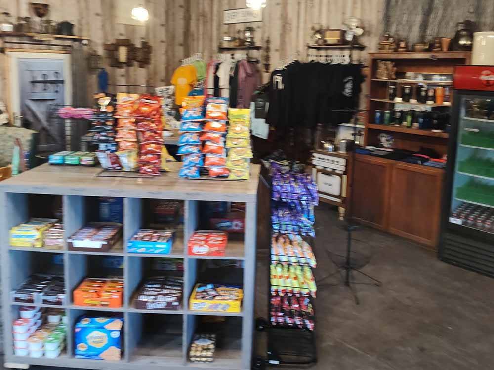 Items sold inside the store at RINGLER FAMILY CAMPGROUND