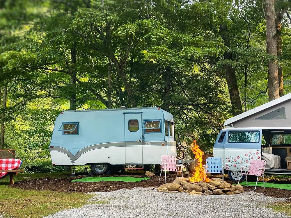 A vintage travel trailer
