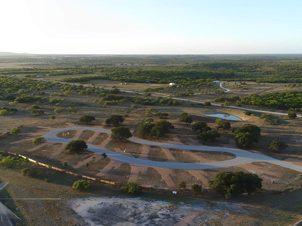 Overhead view of site Camp Pecan Bayou RV Park