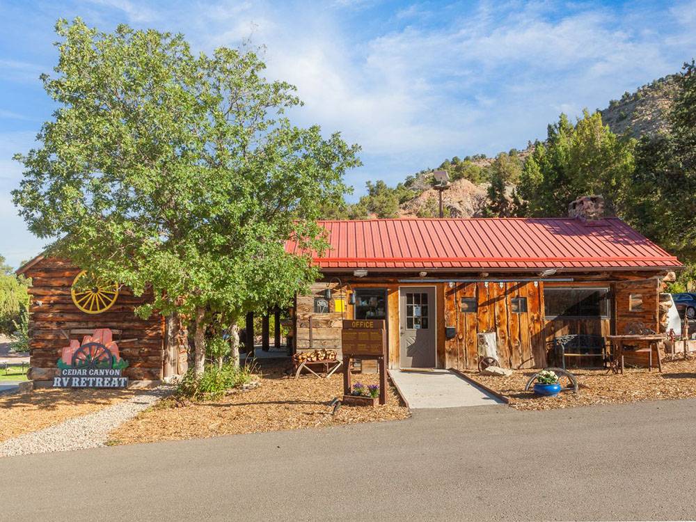 The front of the office building