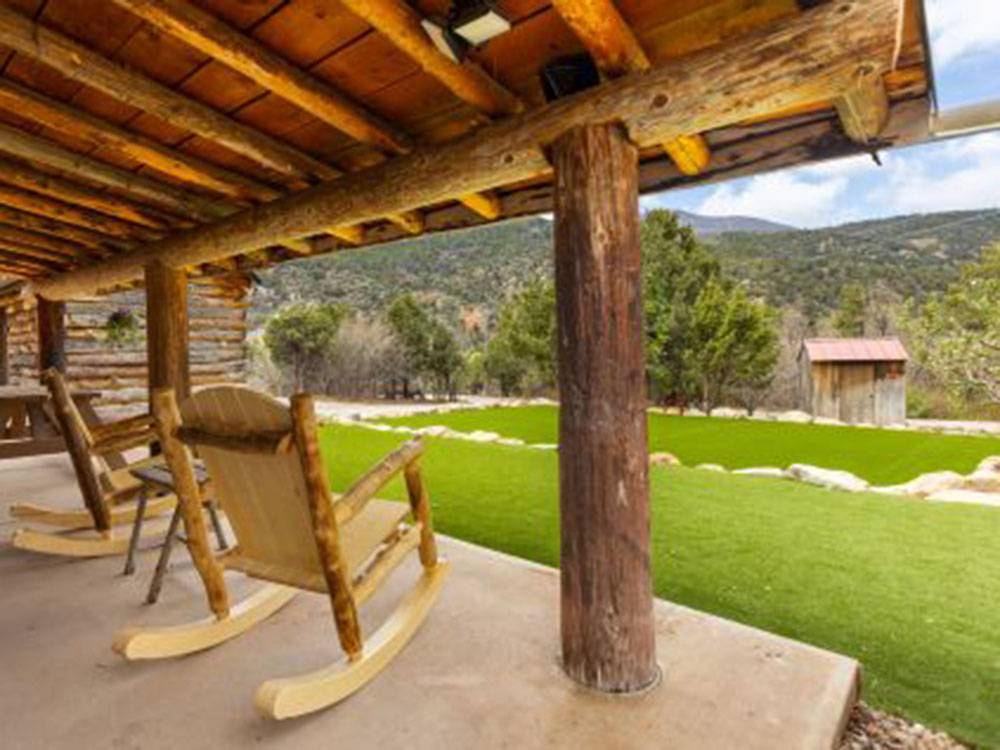 Outdoor seating area of the cabin