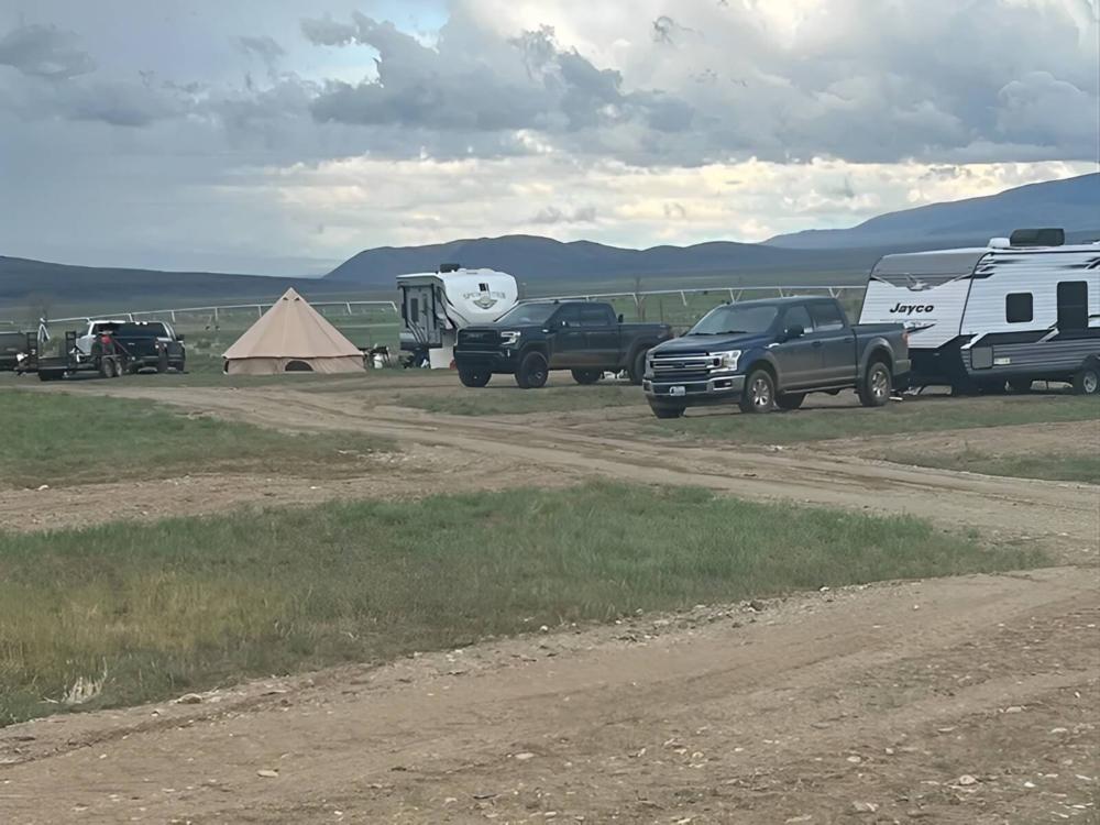 Parked RV at City of Rocks Camp and Climb