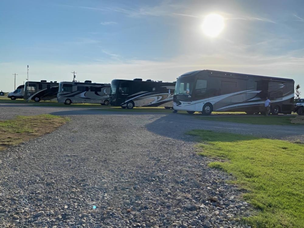 Parked RV's at site Back Forty RV Park