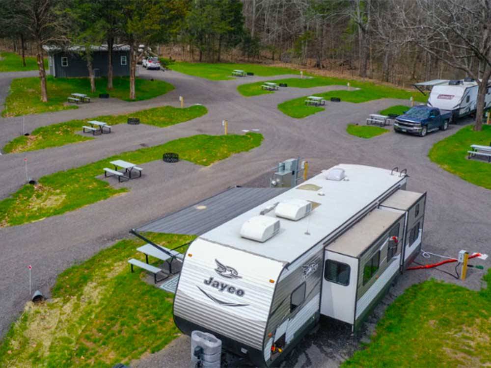 Aerial view of some RV sites at RURAL HILL FARM