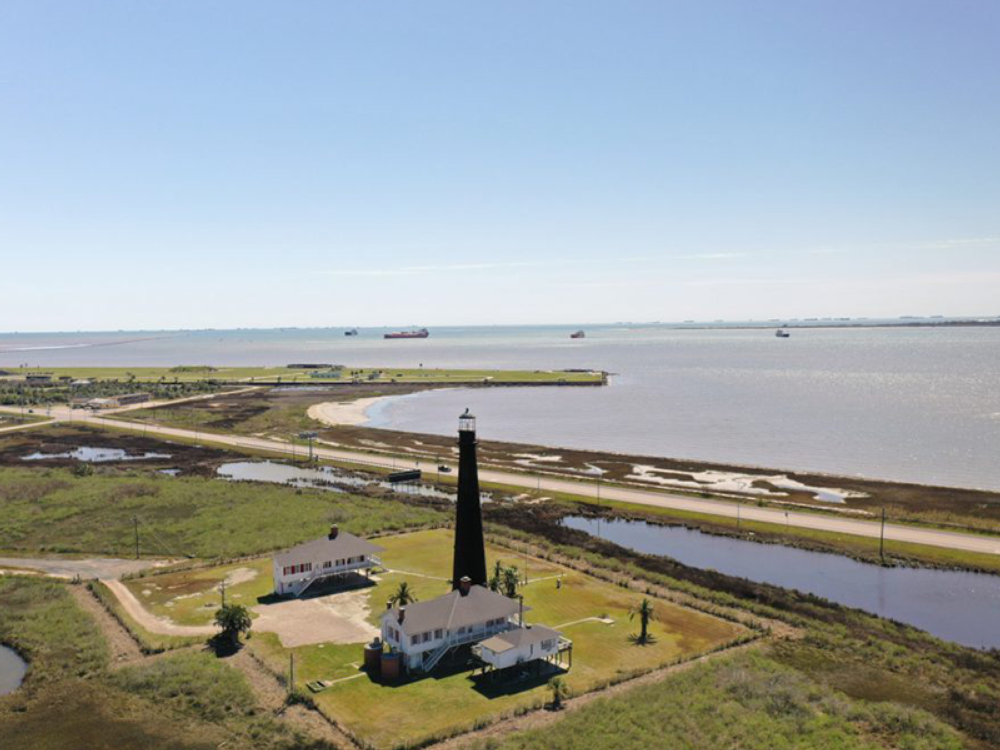 Aerial View of Lighthouse at Beachside RV Park at Crystal Beach