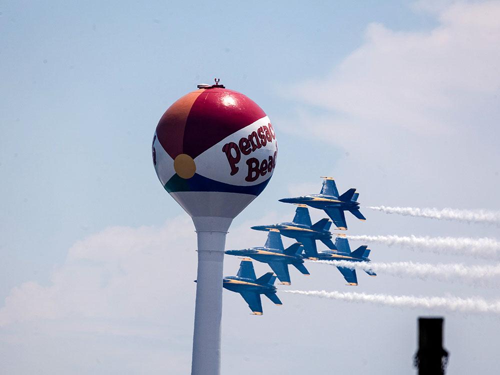 Jets performing an air show at VACAY VILLAGE OF PENSACOLA