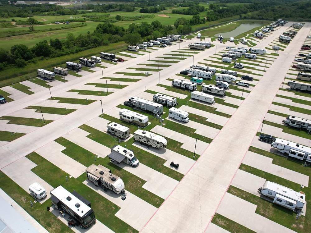 Aerial view of park and grounds at Medical Center RV Resort