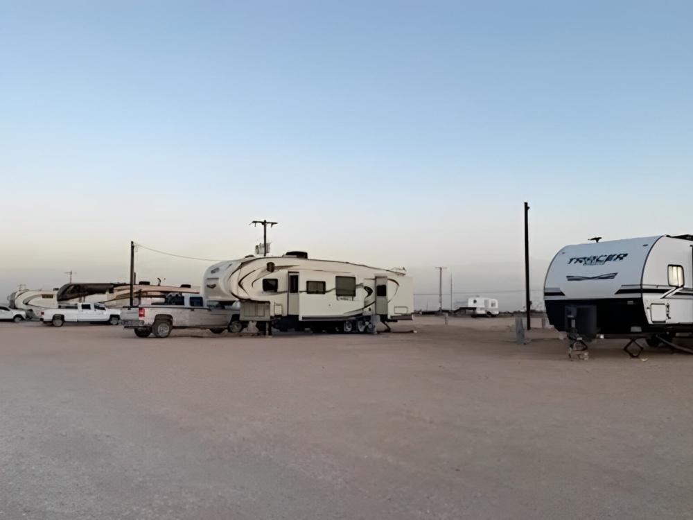 Parked trailer's at site Midland East RV Park