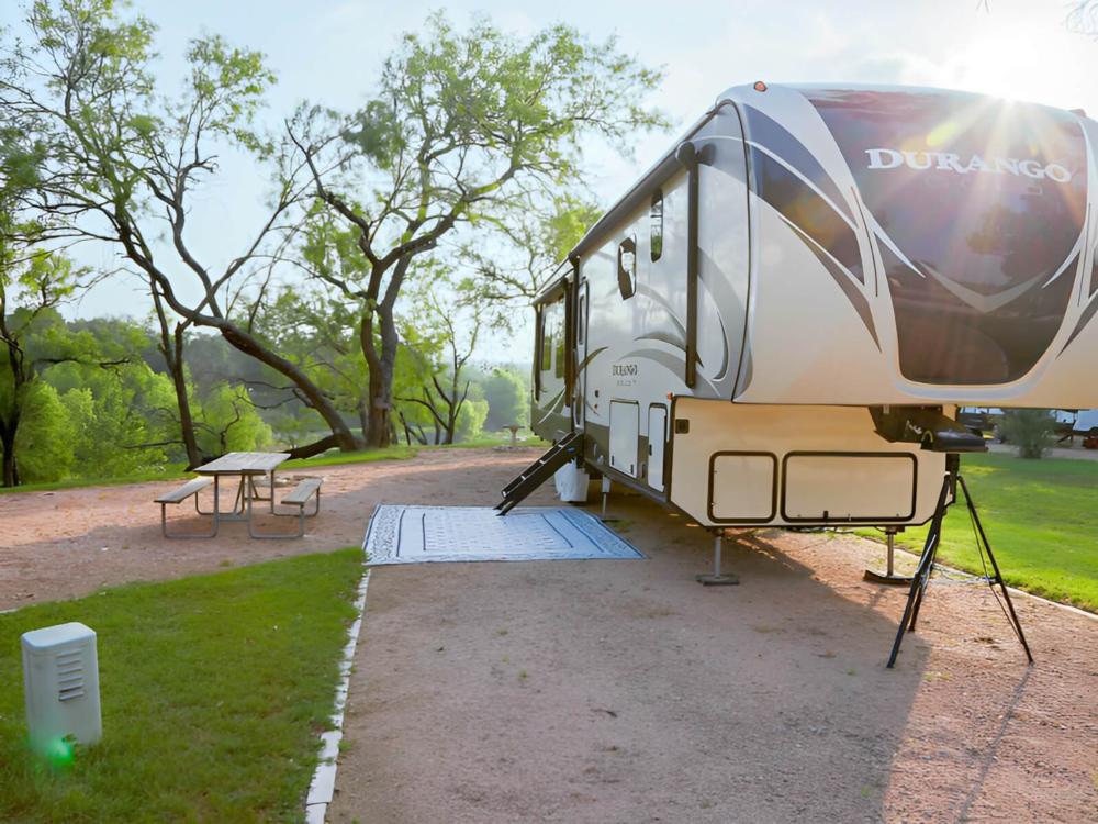 Parked trailer at site Miller Creek RV Park