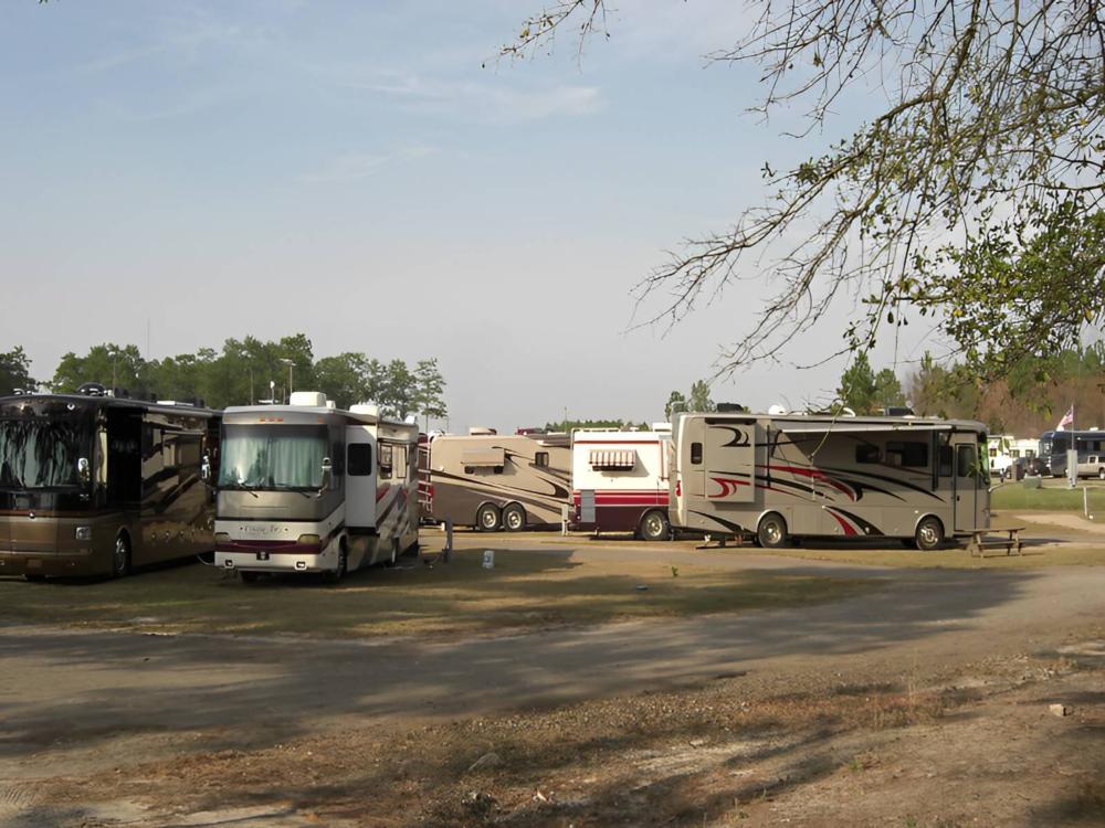 Parked RV's at site Moultrie RV Park