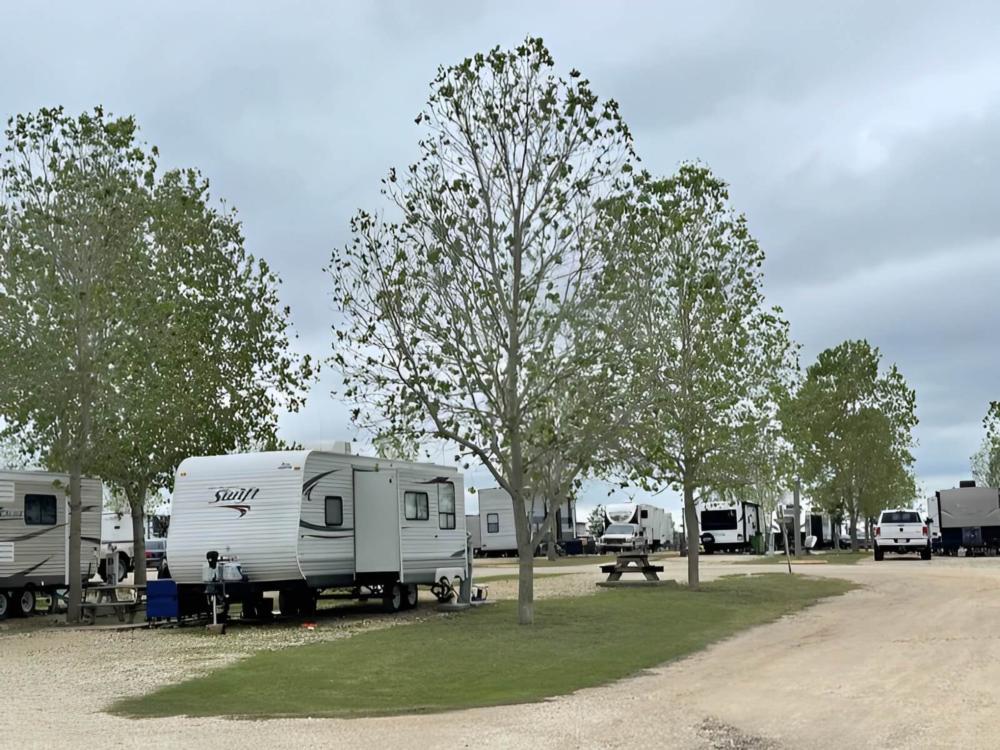 Parked trailers at site East Austin RV Park