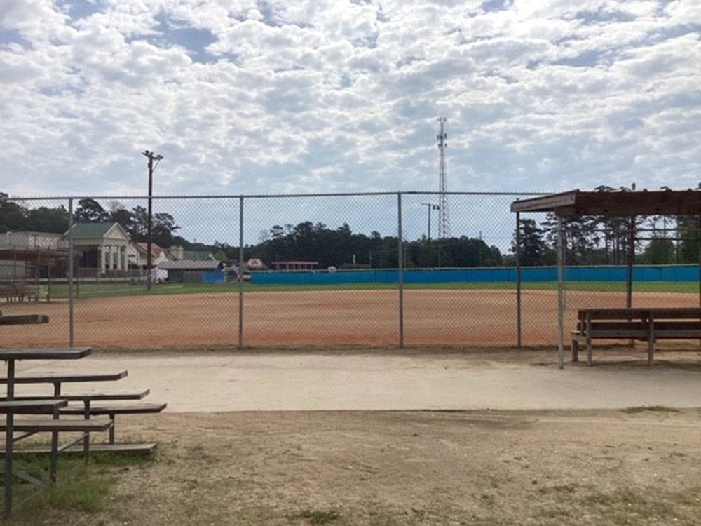 Benches at the athletic field at Gator RV Park