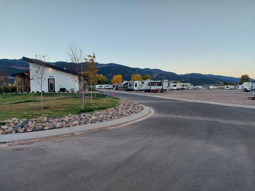 Road leading into campground at Painted Hills RV Resort