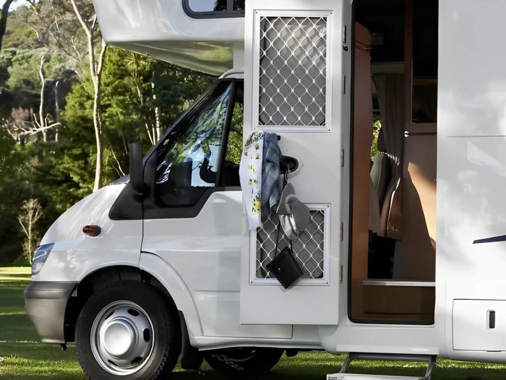 Parked RV at site Wilson RV Park