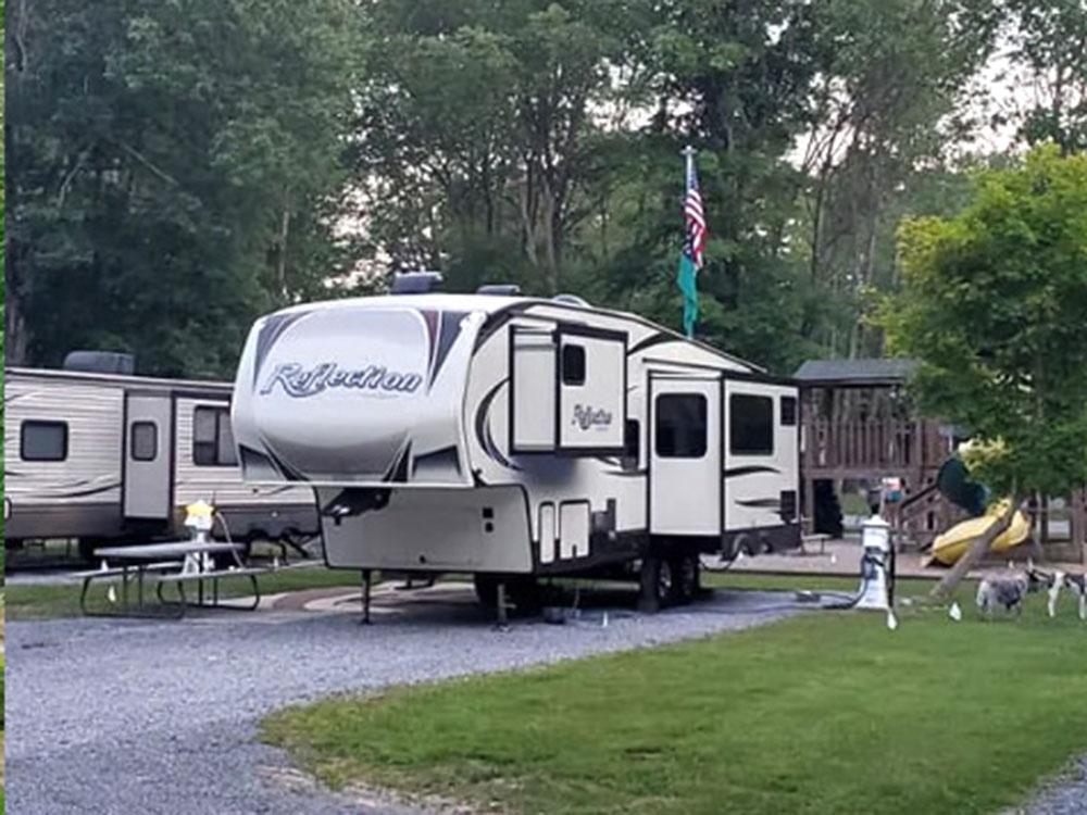 Trailer in a site at PIPESTEM RV PARK AND CAMPGROUND