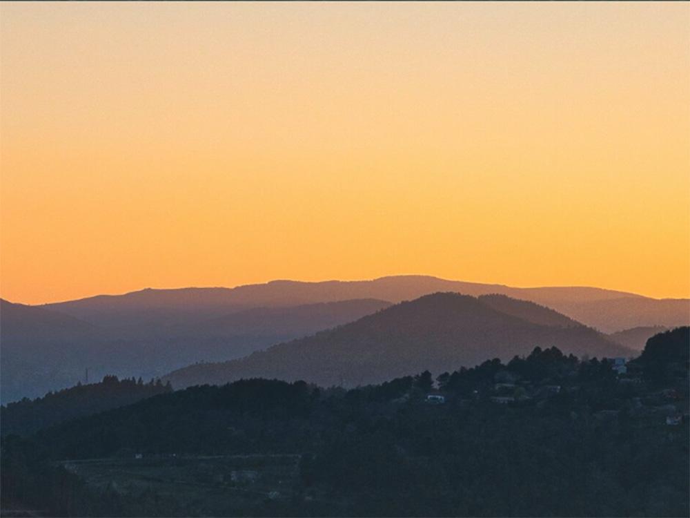 Mountain range at sunset at PIPESTEM RV PARK AND CAMPGROUND