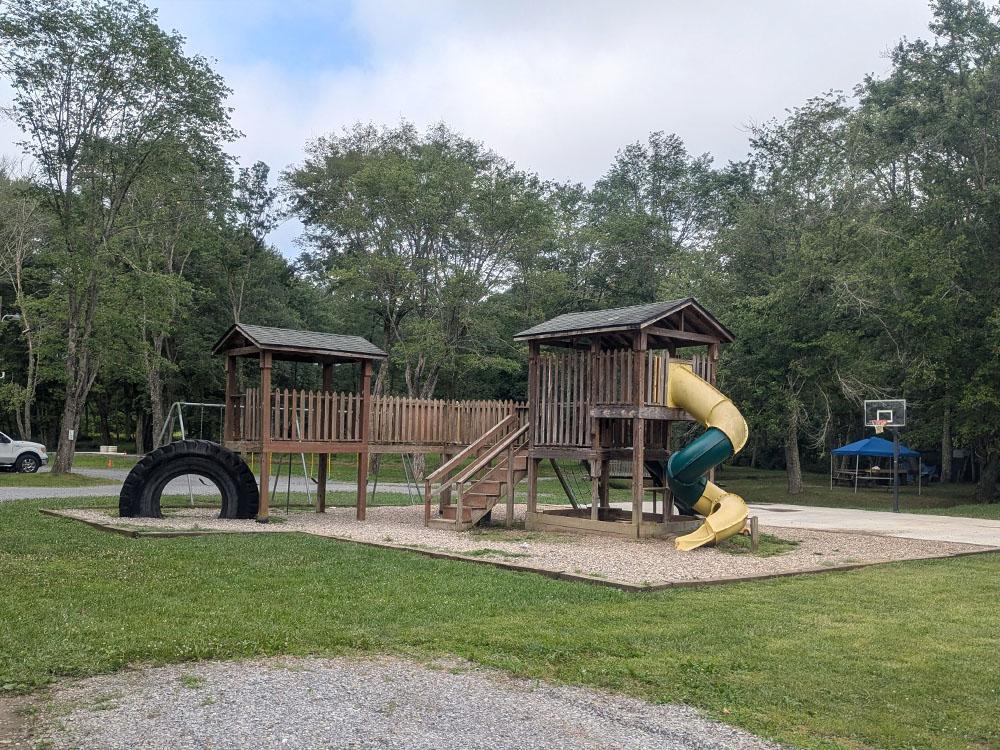 Playground structure at PIPESTEM RV PARK AND CAMPGROUND