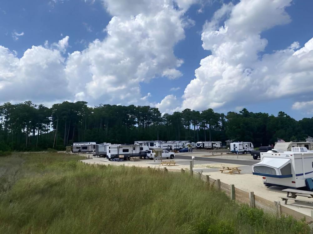 Parked RV's at Beechland Campground