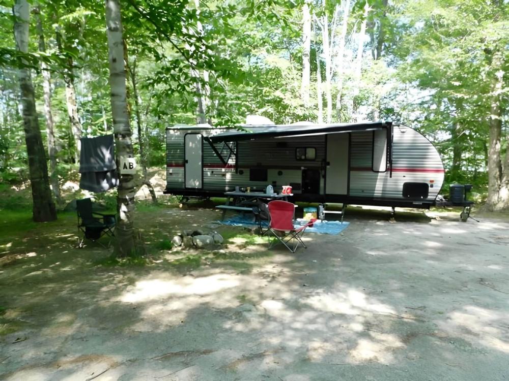 Parked trailer at Big Moose Inn Cabins and Campground